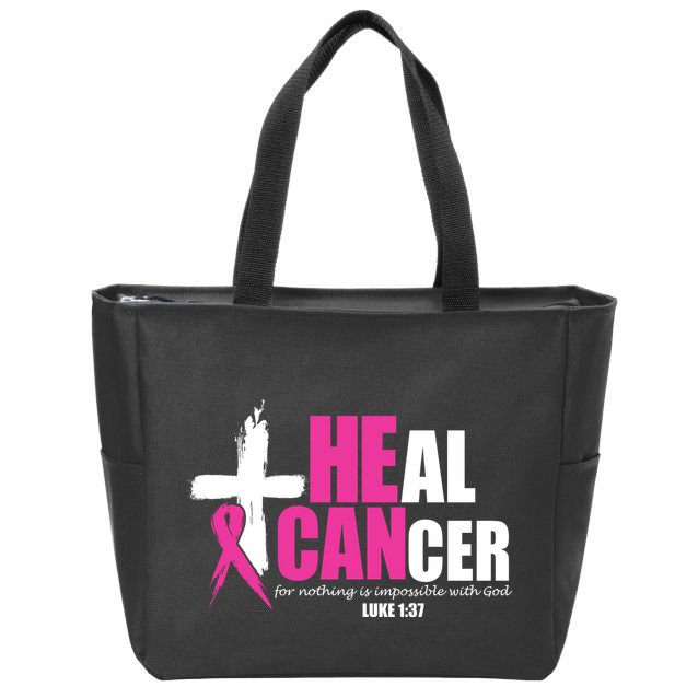 Heal Cancer Nothing Is Impossible With God Breast Zip Tote Bag