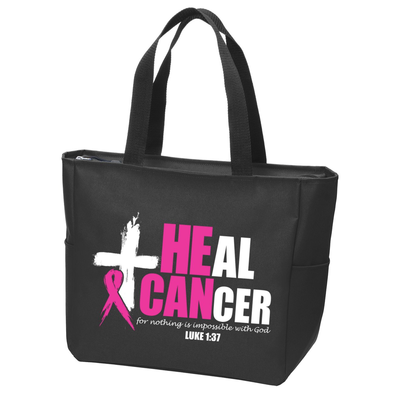 Heal Cancer Nothing Is Impossible With God Breast Zip Tote Bag