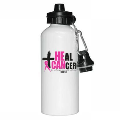 Heal Cancer Nothing Is Impossible With God Breast Aluminum Water Bottle