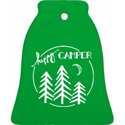 Happy Camper Nature Ceramic Bell Ornament