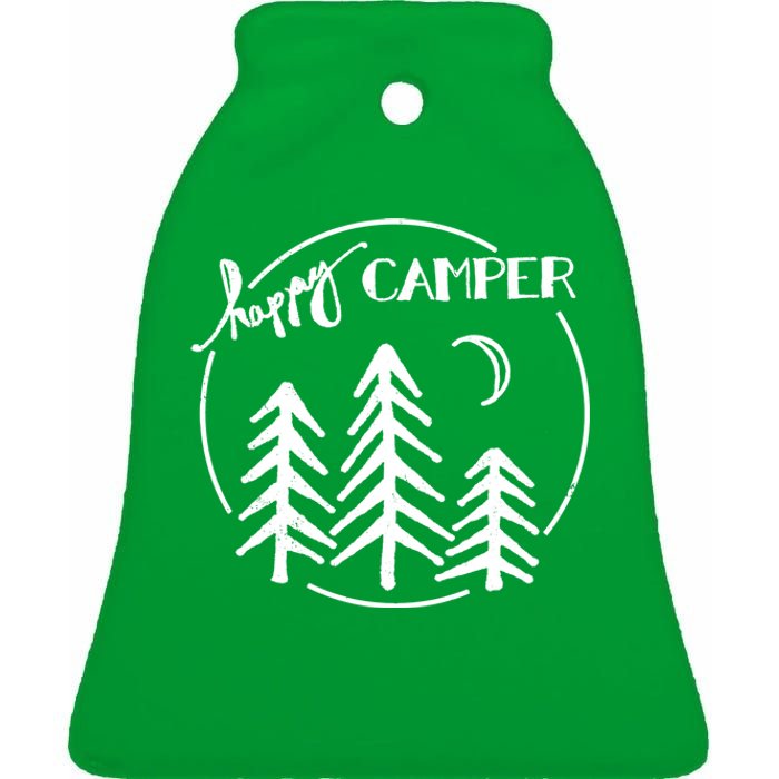 Happy Camper Nature Ceramic Bell Ornament