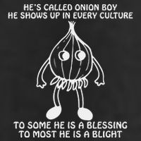 He’S Called Onion Boy He Shows Up In Every Culture 7 Panel Mesh Trucker Snapback Hat