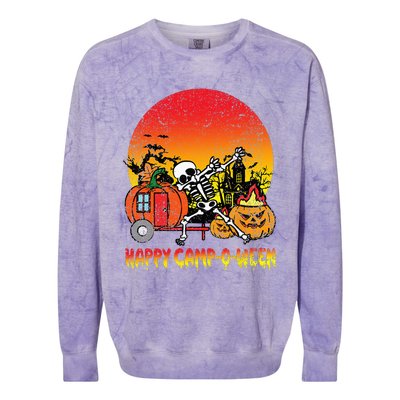 Happy Camp O Ween Halloween Costume Camping Pun Camper Colorblast Crewneck Sweatshirt