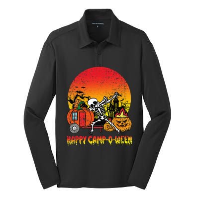 Happy Camp O Ween Halloween Costume Camping Pun Camper Silk Touch Performance Long Sleeve Polo