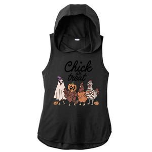 Halloween Chick Or Treat Funny Chicken Lover Ladies PosiCharge Tri-Blend Wicking Draft Hoodie Tank