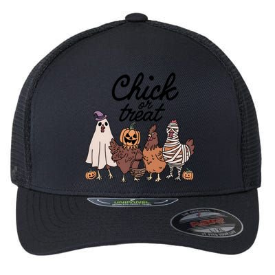 Halloween Chick Or Treat Funny Chicken Lover Flexfit Unipanel Trucker Cap