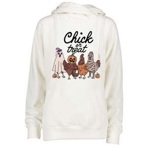 Halloween Chick Or Treat Funny Chicken Lover Womens Funnel Neck Pullover Hood