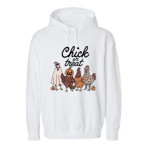 Halloween Chick Or Treat Funny Chicken Lover Garment-Dyed Fleece Hoodie