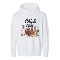 Halloween Chick Or Treat Funny Chicken Lover Garment-Dyed Fleece Hoodie