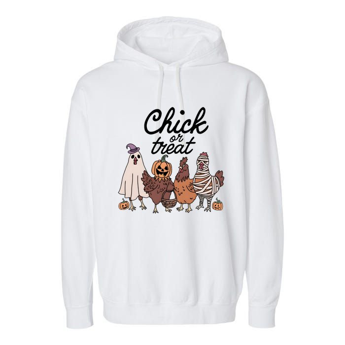 Halloween Chick Or Treat Funny Chicken Lover Garment-Dyed Fleece Hoodie