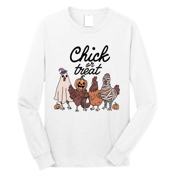 Halloween Chick Or Treat Funny Chicken Lover Long Sleeve Shirt