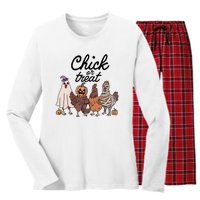 Halloween Chick Or Treat Funny Chicken Lover Women's Long Sleeve Flannel Pajama Set 