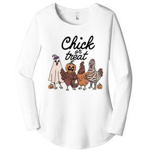 Halloween Chick Or Treat Funny Chicken Lover Women's Perfect Tri Tunic Long Sleeve Shirt