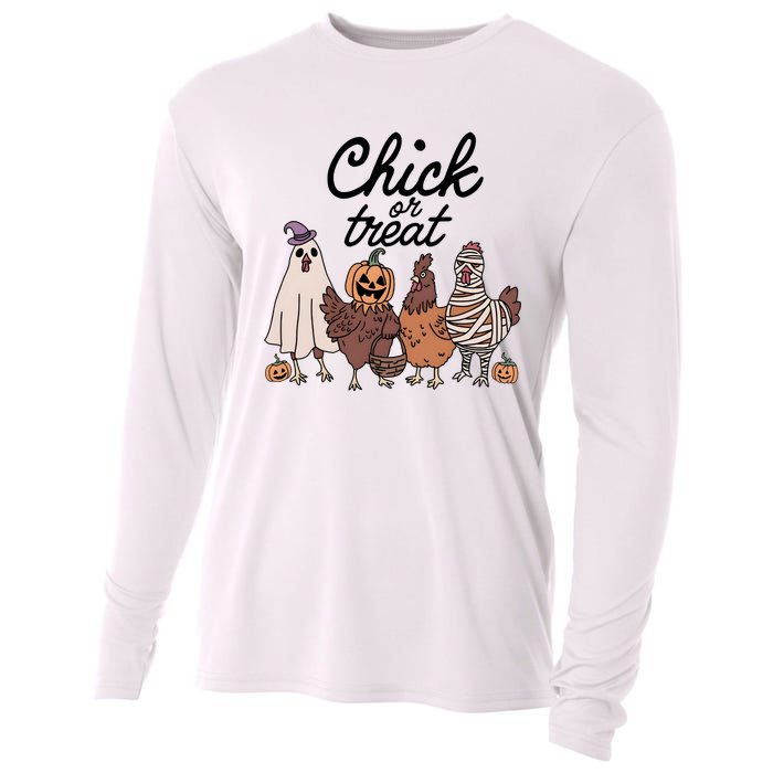 Halloween Chick Or Treat Funny Chicken Lover Cooling Performance Long Sleeve Crew