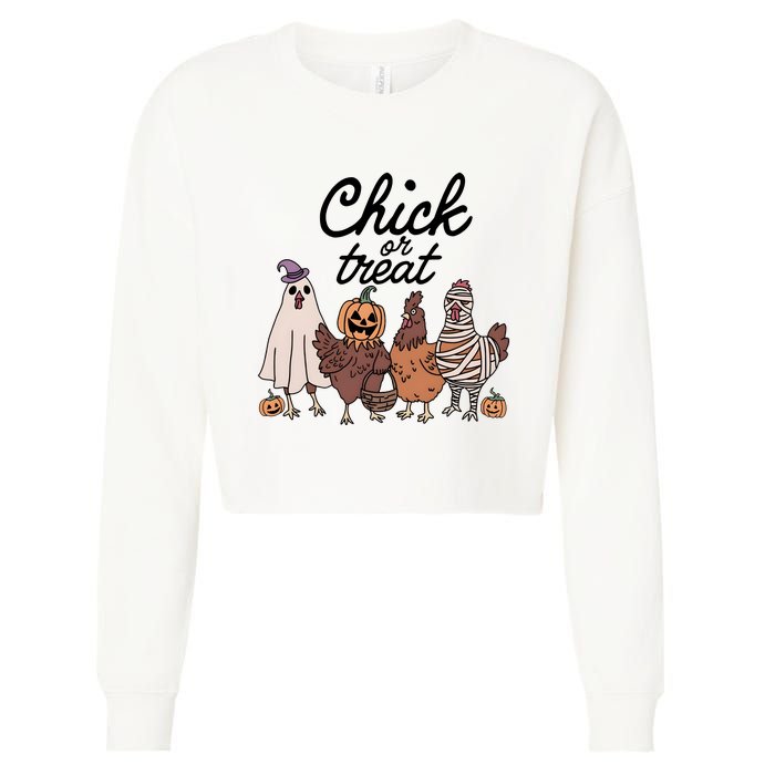 Halloween Chick Or Treat Funny Chicken Lover Cropped Pullover Crew