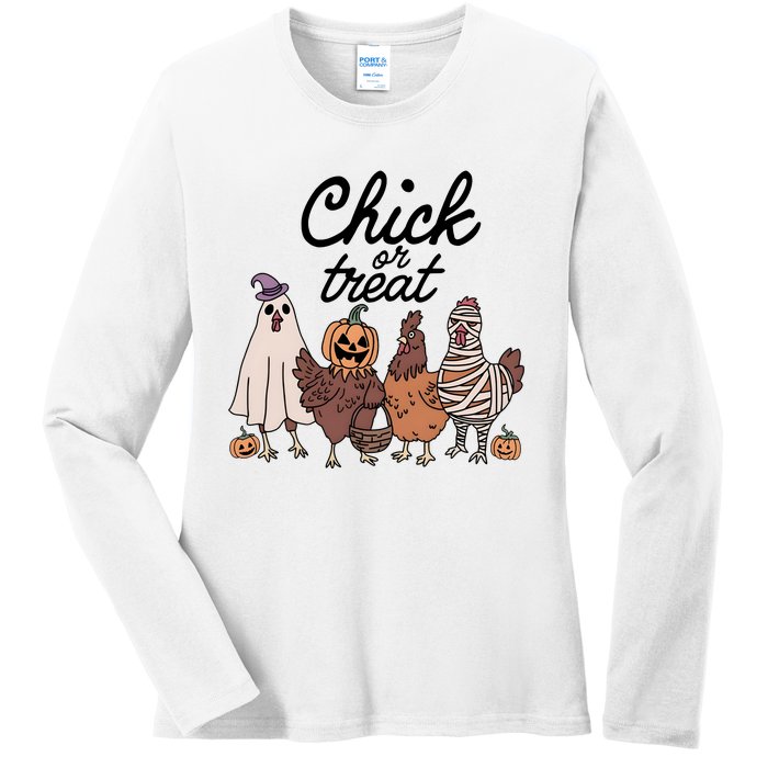 Halloween Chick Or Treat Funny Chicken Lover Ladies Long Sleeve Shirt