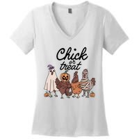 Halloween Chick Or Treat Funny Chicken Lover Women's V-Neck T-Shirt