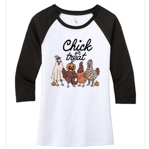 Halloween Chick Or Treat Funny Chicken Lover Women's Tri-Blend 3/4-Sleeve Raglan Shirt