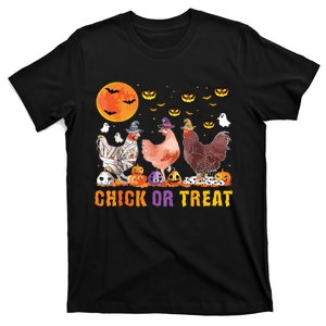 Halloween Chick Or Treat Pumpkin Chicken Girl Farmer T-Shirt