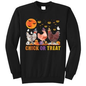 Halloween Chick Or Treat Pumpkin Chicken Girl Farmer Tall Sweatshirt