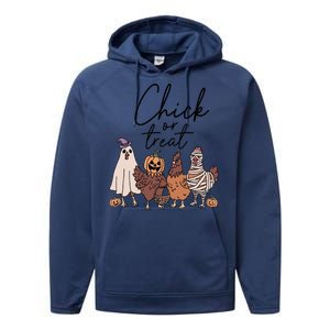 Halloween Chick Or Treat Halloween Chicken Halloween Funny Chicken Performance Fleece Hoodie