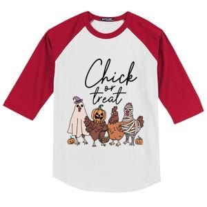 Halloween Chick Or Treat Halloween Chicken Halloween Funny Chicken Kids Colorblock Raglan Jersey