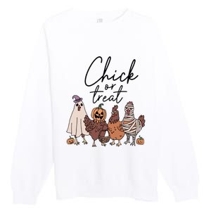 Halloween Chick Or Treat Halloween Chicken Halloween Funny Chicken Premium Crewneck Sweatshirt