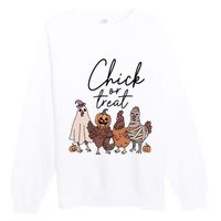 Halloween Chick Or Treat Halloween Chicken Halloween Funny Chicken Premium Crewneck Sweatshirt