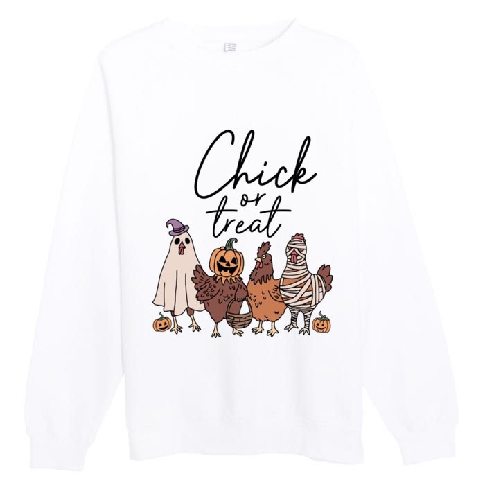 Halloween Chick Or Treat Halloween Chicken Halloween Funny Chicken Premium Crewneck Sweatshirt