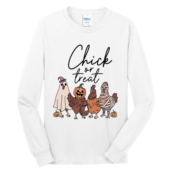 Halloween Chick Or Treat Halloween Chicken Halloween Funny Chicken Tall Long Sleeve T-Shirt