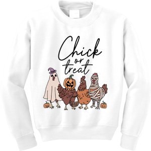 Halloween Chick Or Treat Halloween Chicken Halloween Funny Chicken Kids Sweatshirt