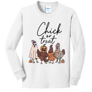 Halloween Chick Or Treat Halloween Chicken Halloween Funny Chicken Kids Long Sleeve Shirt