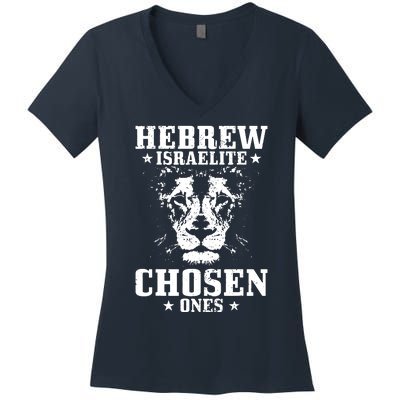 Hebrew Chosen Ones Israel Lion Of Judah Women's V-Neck T-Shirt