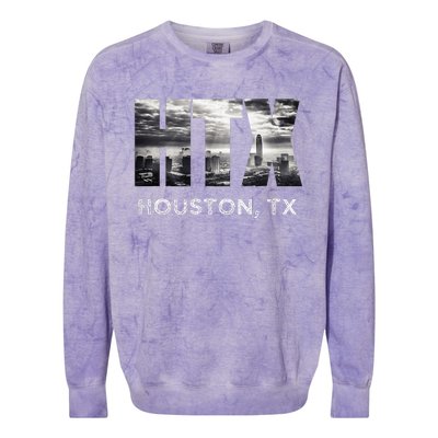 Htx City Of Houston Skyline Art Downtown Texas Souvenir Colorblast Crewneck Sweatshirt