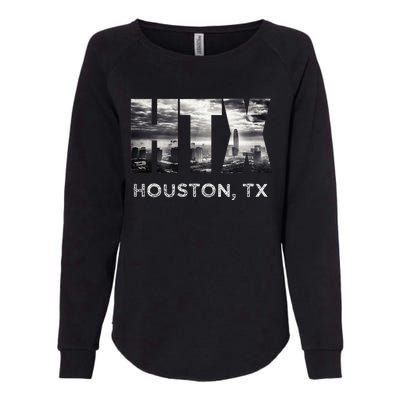 Htx City Of Houston Skyline Art Downtown Texas Souvenir Womens California Wash Sweatshirt