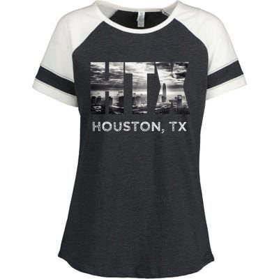 Htx City Of Houston Skyline Art Downtown Texas Souvenir Enza Ladies Jersey Colorblock Tee