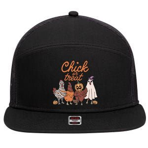 Halloween Chick Or Treat Halloween Chicken 7 Panel Mesh Trucker Snapback Hat