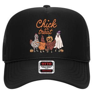 Halloween Chick Or Treat Halloween Chicken High Crown Mesh Back Trucker Hat