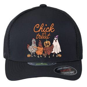 Halloween Chick Or Treat Halloween Chicken Flexfit Unipanel Trucker Cap