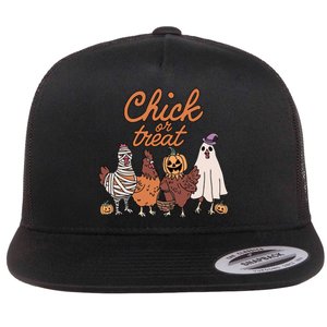 Halloween Chick Or Treat Halloween Chicken Flat Bill Trucker Hat