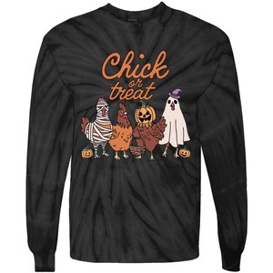 Halloween Chick Or Treat Halloween Chicken Tie-Dye Long Sleeve Shirt