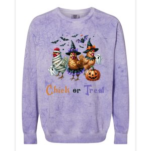 Halloween Chick Or Treat Pumpkins Chickens Farmer Funny Colorblast Crewneck Sweatshirt