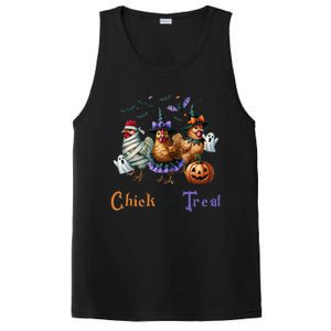 Halloween Chick Or Treat Pumpkins Chickens Farmer Funny PosiCharge Competitor Tank