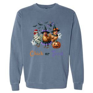 Halloween Chick Or Treat Pumpkins Chickens Farmer Funny Garment-Dyed Sweatshirt