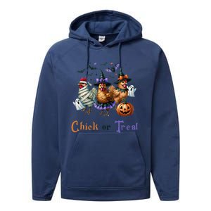 Halloween Chick Or Treat Pumpkins Chickens Farmer Funny Performance Fleece Hoodie