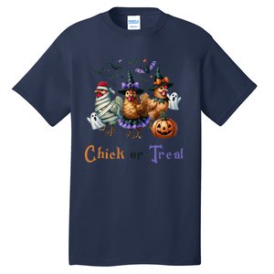 Halloween Chick Or Treat Pumpkins Chickens Farmer Funny Tall T-Shirt