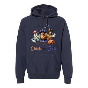 Halloween Chick Or Treat Pumpkins Chickens Farmer Funny Premium Hoodie