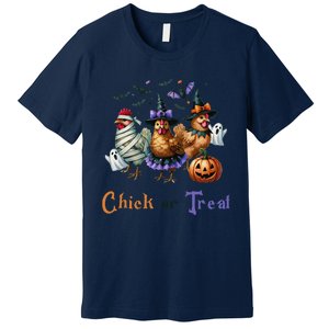 Halloween Chick Or Treat Pumpkins Chickens Farmer Funny Premium T-Shirt