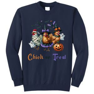 Halloween Chick Or Treat Pumpkins Chickens Farmer Funny Tall Sweatshirt