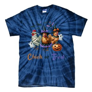 Halloween Chick Or Treat Pumpkins Chickens Farmer Funny Tie-Dye T-Shirt